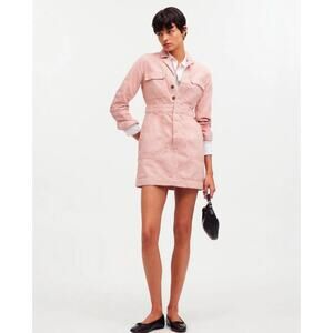 NWOT Madewell x MN Dye Studio Denim Patch-Pocket Mini Dress Shaded Pink Size L